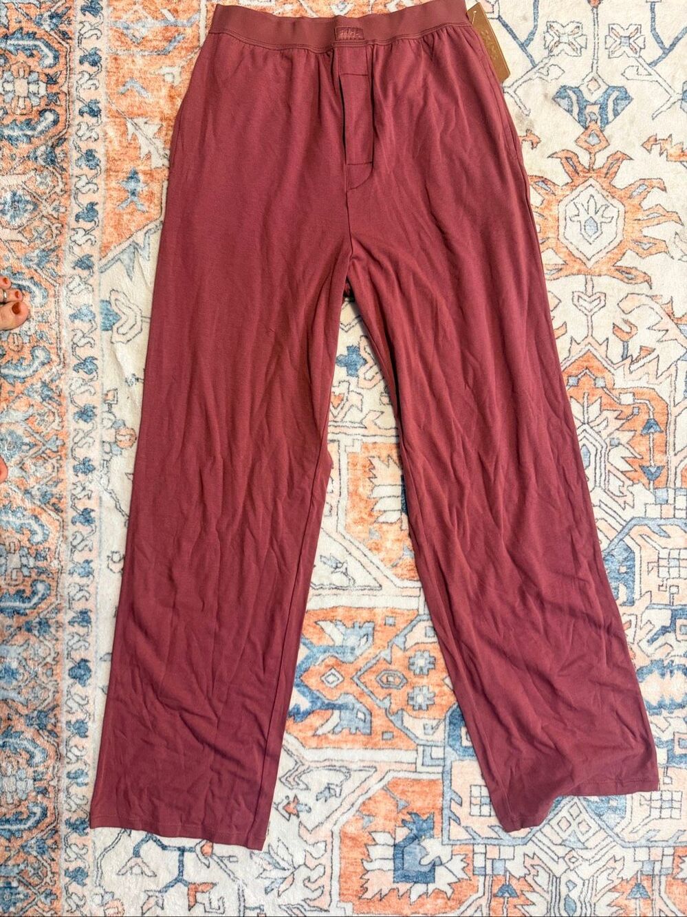 SKIMS Boyfriend Loose Pants Beet Burgundy Lounge Pajama Pants Size XS
